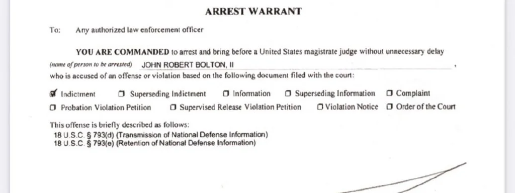 Arrest warrant for former Trump National Security Adviser John Bolton released
