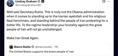 Trump reposts Lindsey Graham's message on Iran's potential overthrow