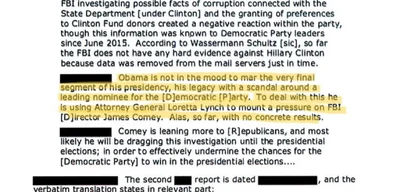 Declassified report claims Obama ordered Comey to conceal Clinton email probe