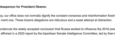 Obama's Office Slams Trump Administration's 'Outrageous' Claims on Russia Election Interference