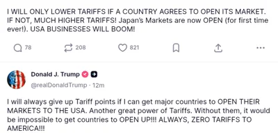 Trump Vows to Lower Tariffs in Exchange for Open Markets, Declares Japan’s Trade Access a Game Changer
