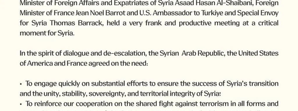 U.S., France, and Syria Forge New Path for Stability Amid Ongoing Crisis