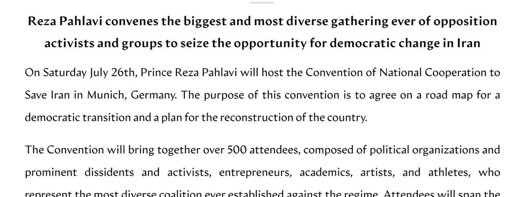 Iranian Crown Prince Reza Pahlavi Leads Historic Coalition Meeting for Democratic Change in Munich