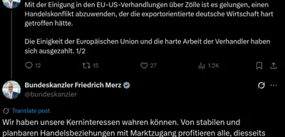 EU-US Trade Agreement Secures Stability for Export-Driven German Economy