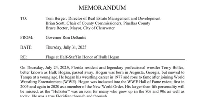 Florida Governor Ron DeSantis Proclaims August 1, 2025, as Hulk Hogan Day to Honor Wrestling Icon