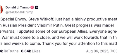 Trump's Envoy Claims 'Great Progress' in Peace Talks with Putin on Ukraine War