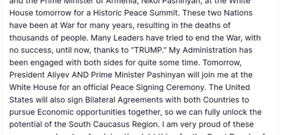 Trump Hosts Azerbaijan and Armenia Leaders for Historic Peace Summit to Resolve Conflict