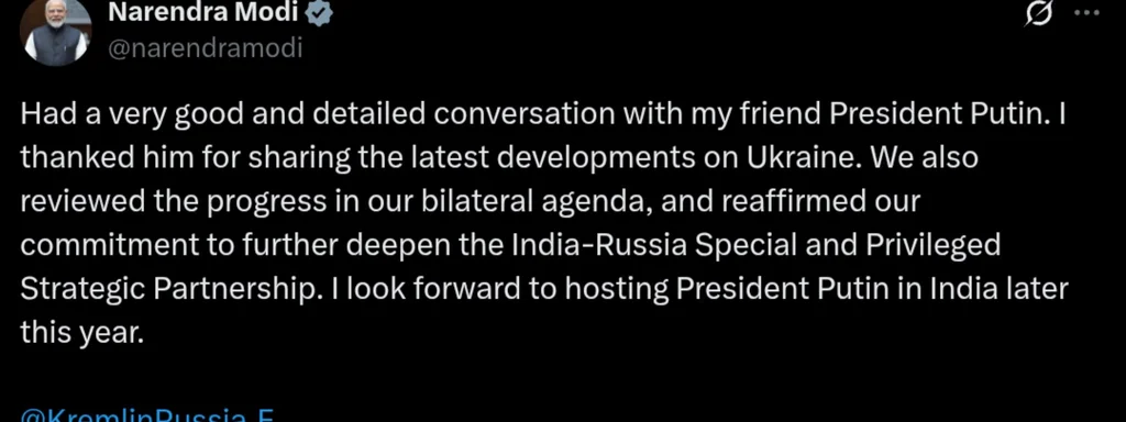 Modi and Putin Strengthen India-Russia Ties in Key Strategic Talks Amid Global Tensions