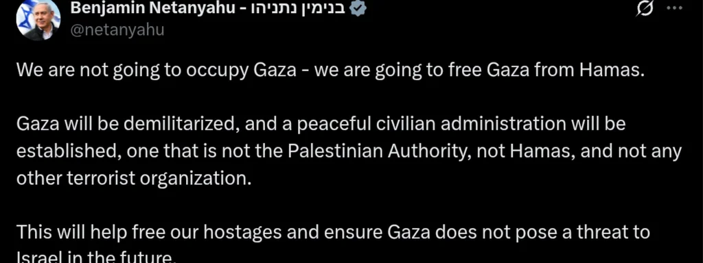 Netanyahu Vows to Free Gaza from Hamas, Promises Demilitarization and New Governance