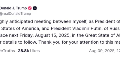 Trump to Meet Putin in Alaska on August 15, Raising Tensions Ahead of Talks