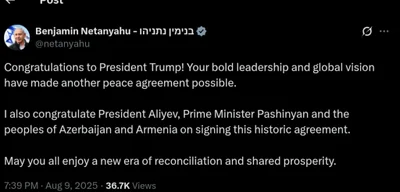 Netanyahu Celebrates Historic Peace Agreement Between Azerbaijan and Armenia, Thanks Trump