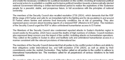 UN Security Council Rejects RSF’s Parallel Government in Sudan, Demands Immediate Siege Lift on El Fasher