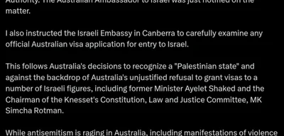 Israel Revokes Visas for Australian Diplomats, Escalating Tensions Over Palestinian Recognition