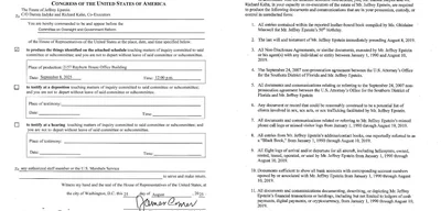 U.S. House Subpoenas Epstein Estate for Key Evidence in Ongoing Probe