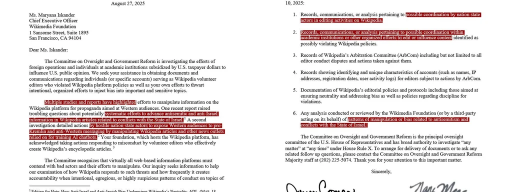 U.S. House Launches Investigation into Wikimedia Over Bias Claims