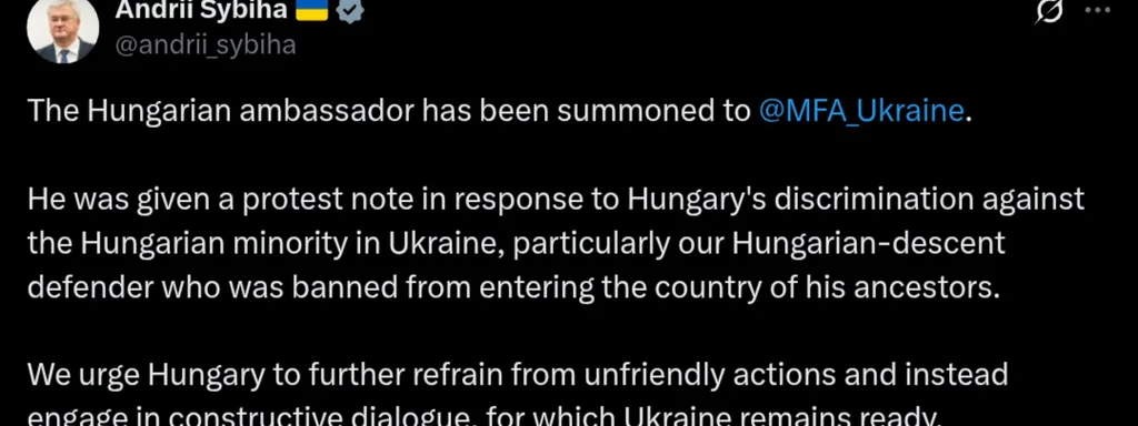 Ukraine Summons Hungarian Ambassador Over Minority Discrimination