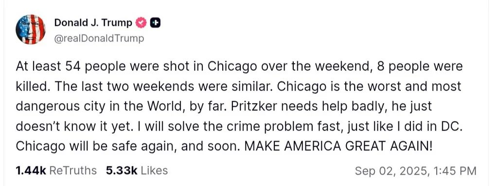 Trump Declares Chicago 'World's Most Dangerous City,' Promises Swift Crime Solutions
