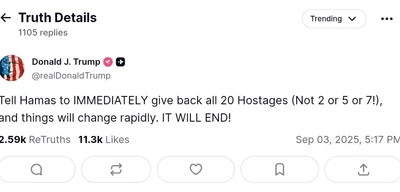 Trump Demands Hamas Return All 20 Hostages to End Crisis