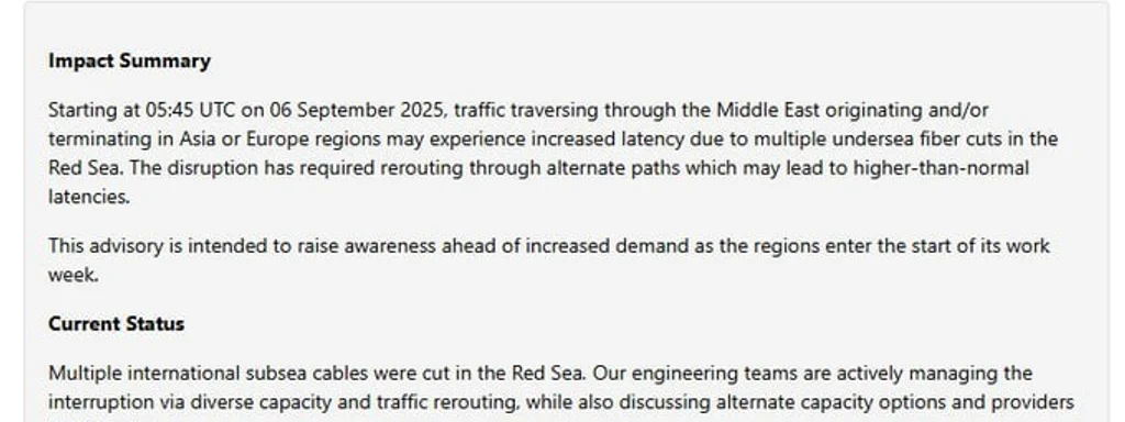 Featured image for: Microsoft Azure Faces Latency Issues After Red Sea Fiber Cuts Microsoft Azure Faces Latency Issues After Red Sea Fiber Cuts