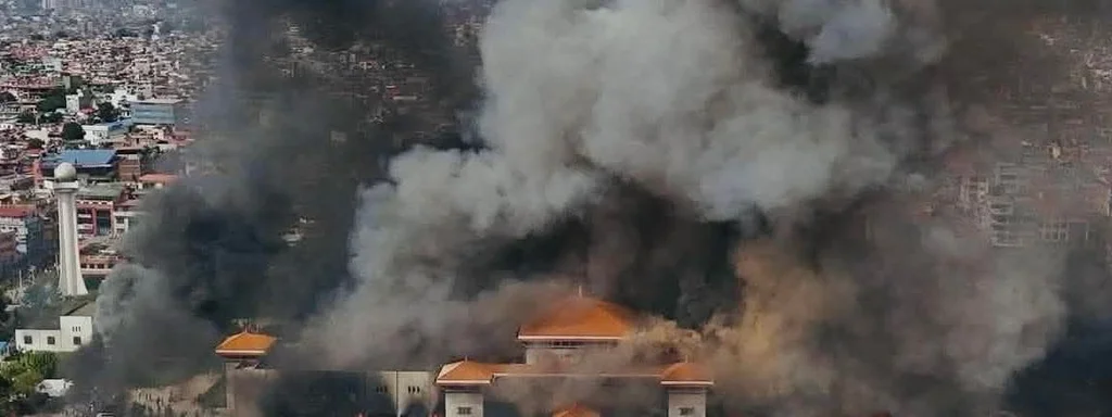 Featured image for: Protesters Ignite Nepal's Parliament in Kathmandu Unrest Protesters Ignite Nepal's Parliament in Kathmandu Unrest