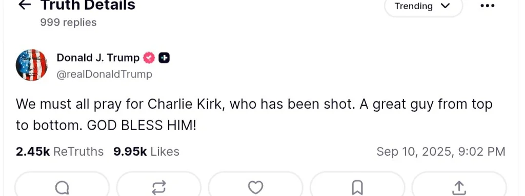 Featured image for: Charlie Kirk Shot: President Trump Calls for Prayer and Support Charlie Kirk Shot: President Trump Calls for Prayer and Support