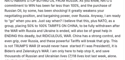 Trump Demands Unified NATO Action on Russia Oil to End War