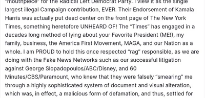 Trump files $15 billion defamation lawsuit against The New York Times