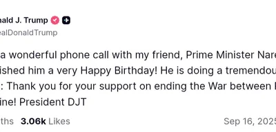 Trump wishes Modi a Happy Birthday and thanks him for support on Ukraine