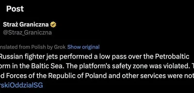 Two Russian fighter jets violate safety zone over Petrobaltic platform