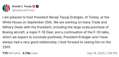 Trump to host Turkey's Erdoğan at the White House on September 25th
