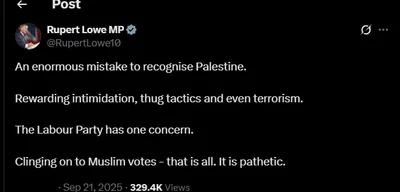 Rupert Lowe calls recognizing Palestine an enormous mistake