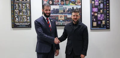 Ukrainian President Zelensky meets Syrian Interim President al-Sharaa at UN