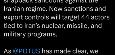 US implements snapback sanctions targeting 44 actors linked to Iran's nuclear programs