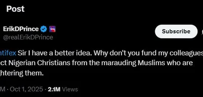 Erik Prince asks Vatican to fund PMC for Crusade against Boko Haram