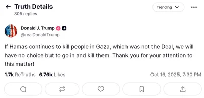 Trump warns of military action if Hamas continues killing in Gaza