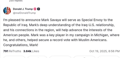 Trump appoints Mark Savaya as Special Envoy to Iraq