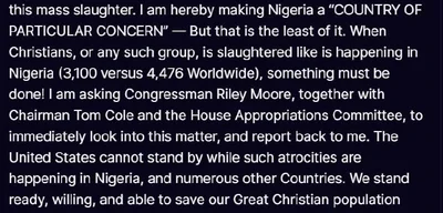 Trump designates Nigeria a 'Country of Particular Concern' over Christian killings