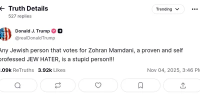 Trump says Jewish voters for Mamdani are 'stupid persons'