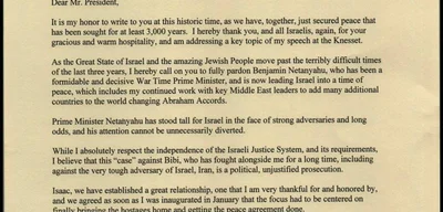 Trump urges Herzog to consider pardoning Netanyahu