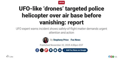 UFO-like drones targeted police helicopter over air base before vanishing