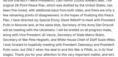 Trump directs envoy to meet Putin, Army Secretary to meet Zelensky for peace deal