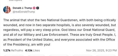 Trump condemns shooter who critically wounded two National Guardsmen