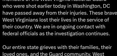 West Virginia Gov. Patrick Morrisey confirms deaths of two National Guard members