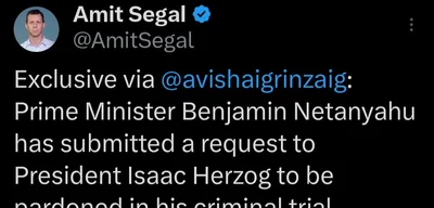 Netanyahu requests pardon from President Herzog in criminal trial