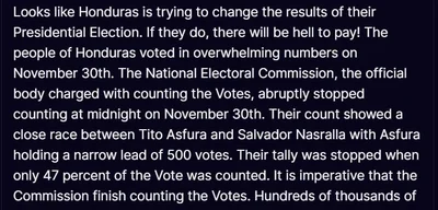 Trump accuses Honduras of election rigging after vote count halted