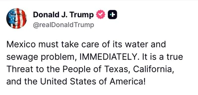 Trump warns Mexico to address water and sewage issues immediately