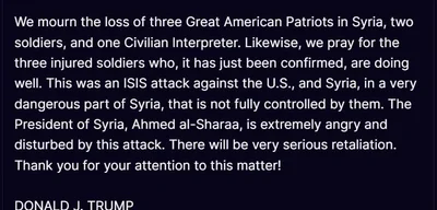 Trump vows retaliation against ISIS after attack in Palmyra kills 3 Americans