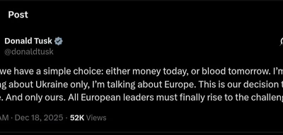 Polish Prime Minister Donald Tusk urges European leaders to choose money or blood