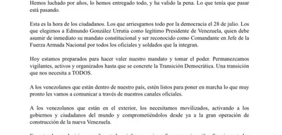 María Corina Machado urges Venezuelans to prepare for power transition