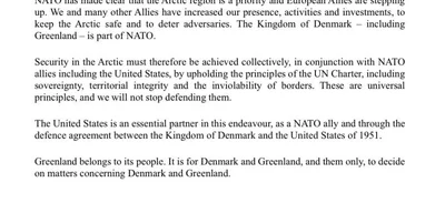 European leaders emphasize Arctic security and NATO's role in Greenland